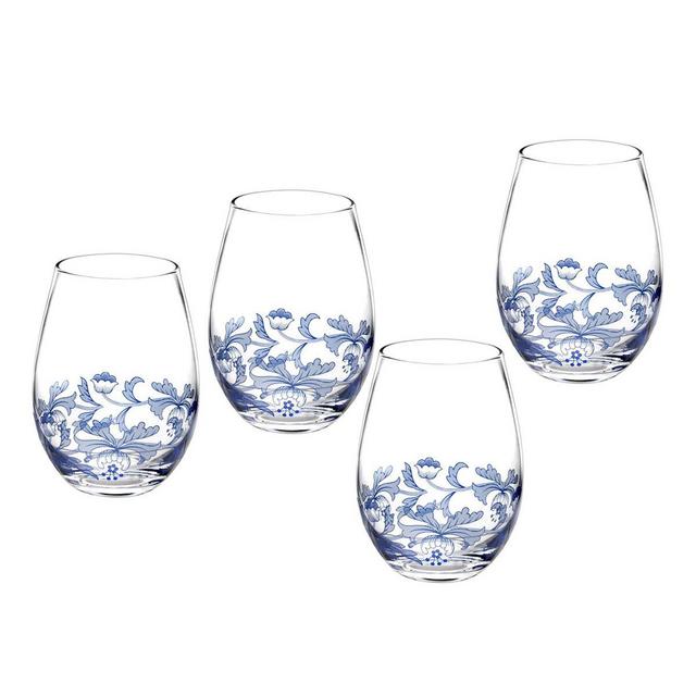 Blue Italian Stemless Glasses, Set of 4