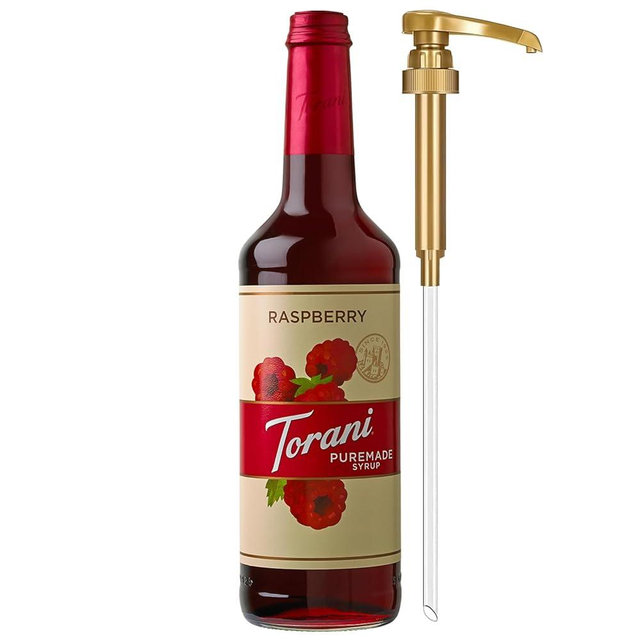 Torani Puremade Syrup, Raspberry Flavoring for Drinks, Glass Bottle with Pump Included, 25.4 Fl Oz