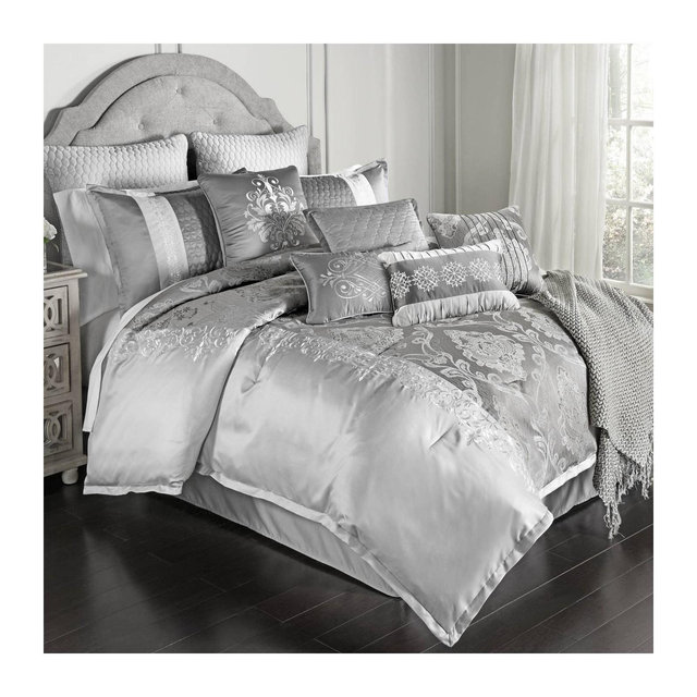 King 12pc Kacee Comforter Set Gray - Riverbrook Home