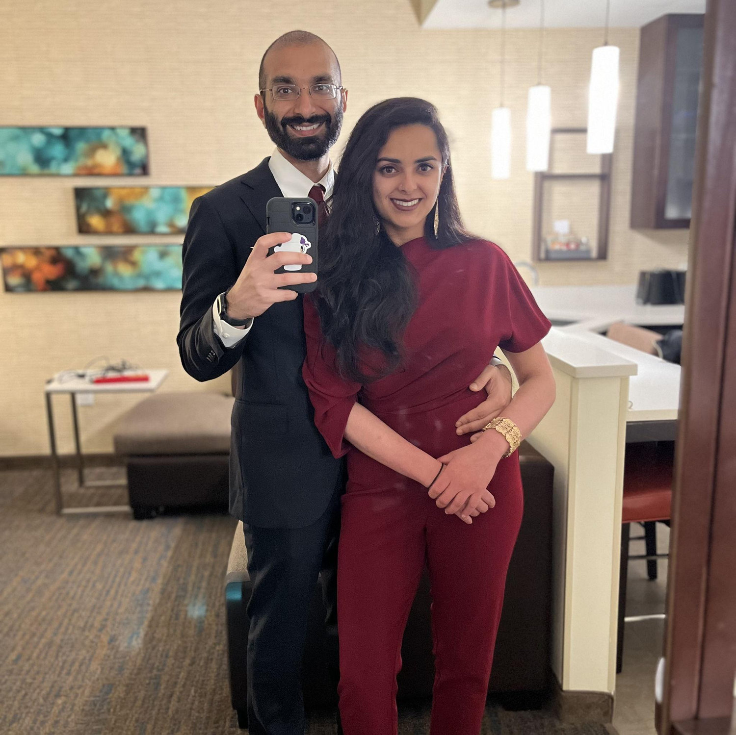 February 2024: Our first trip together! In Clearwater, Florida for the wedding of  Parth’s close friend, Samir, and his lovely wife, Megan