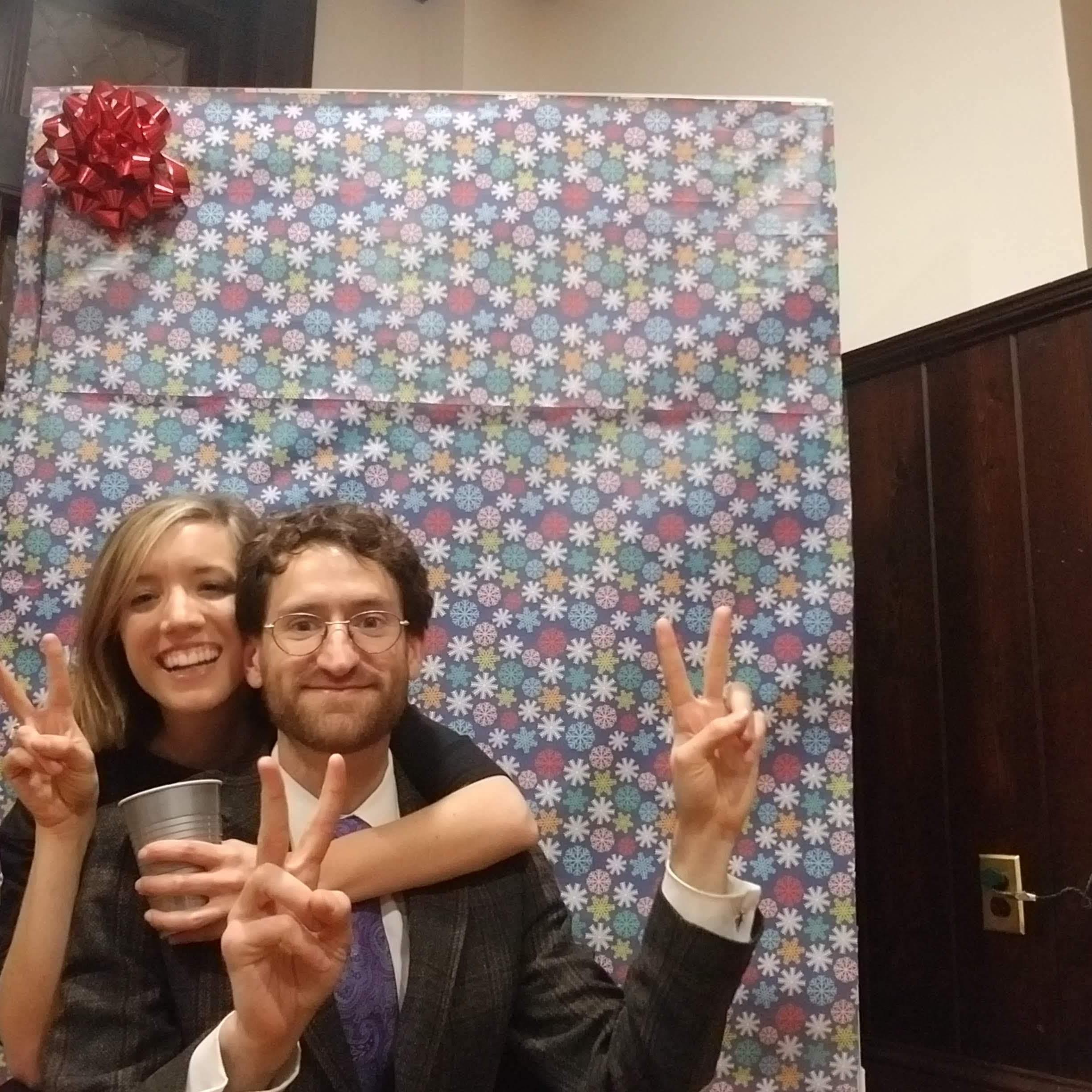 When Jackie smuggled Evan into the Princeton English holiday party! December 2019.
