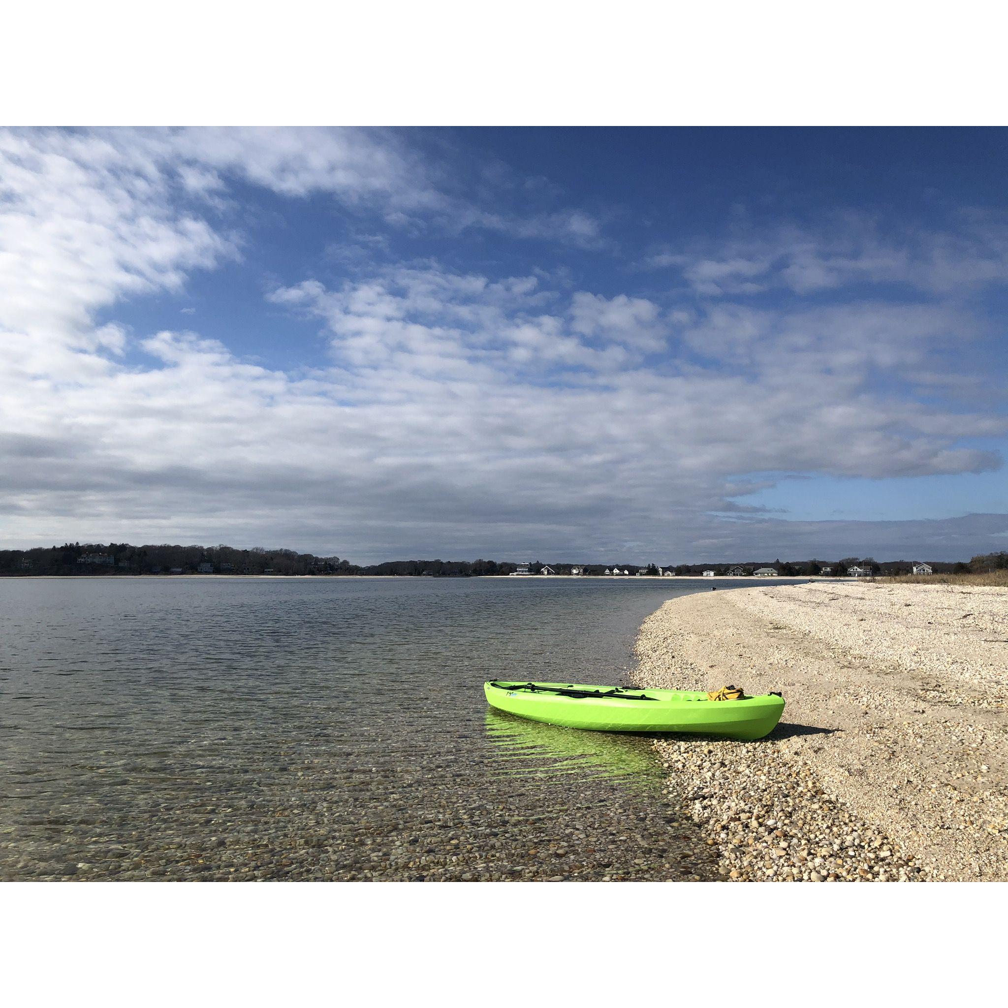 During the pandemic, Evan started calling his friend Mindy to pass the time. He would go kayaking and call her from this beach every day for at least 2 hours a day for nearly 5 months.