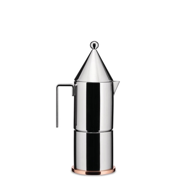 Alessi LA CONICA ESPRESSO COFFEE MAKER, 6 CUP, Silver