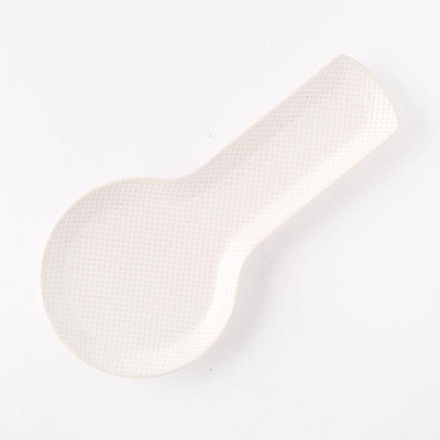 Textured Spoon Rest, White, Dots