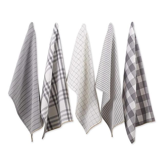 DII Farmhouse Basic Kitchen Collection Woven, Dishtowel Set, 18x28, Gray, 5 Piece