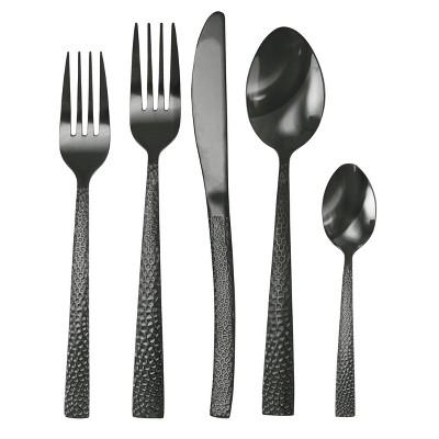 20pc Stainless Steel Baily Silverware Set Black - MegaChef