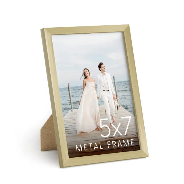 Haus and Hues Metal Picture Frame with Plexiglass Cover, Gold, 5x7