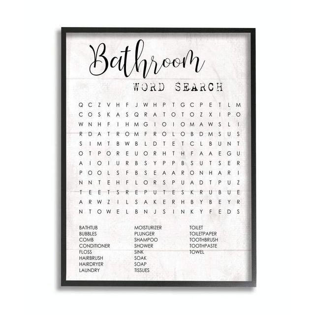 Stupell Industries Bathroom Search Fun Family Word, Design by Daphne Polselli Wall Art, 11 x 14, Black
