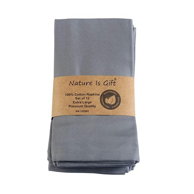 Kitchen Cloth Napkins 12 Pack 18 X 18 Inches Dinner Napkins Soft and Comfortable Reusable Napkins - Durable Linen Napkins - Perfect Table Napkins for Family Dinners, Weddings Dark Grey Napkins