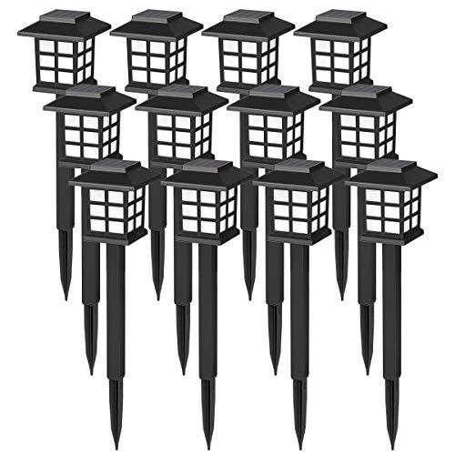 GIGALUMI 12 Pack Solar Pathway Lights Outdoor, Waterproof Outdoor Solar Lights for Garden, Landscape, Path, Yard, Patio, Driveway, Walkway