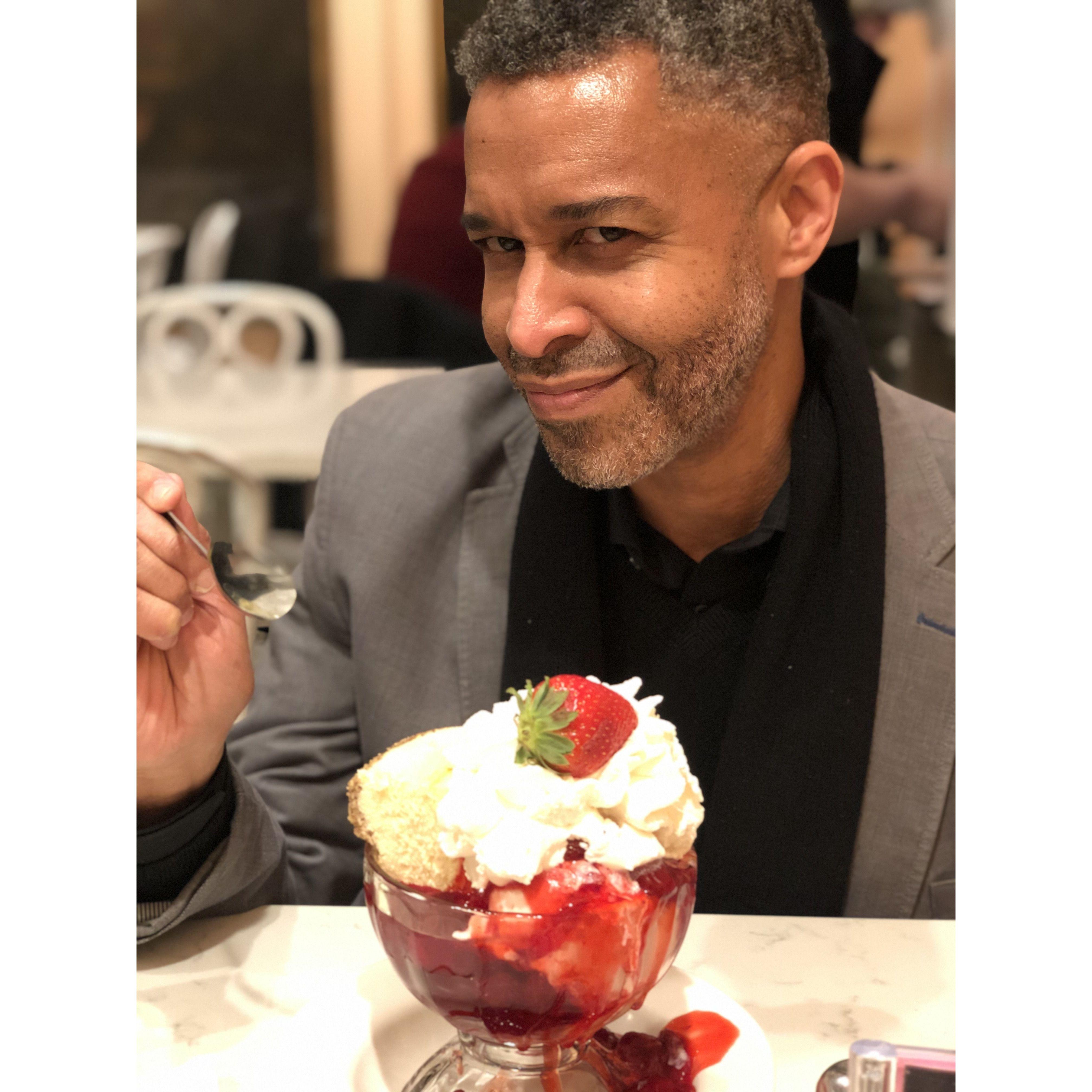 Somebody was more than happy to try out Serendipity 3 when we were in New York. We snagged a late reservation after seeing Hamilton on Broadway.