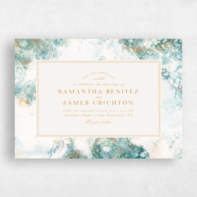 Blue Wedding Invitation - Carrara Landscape