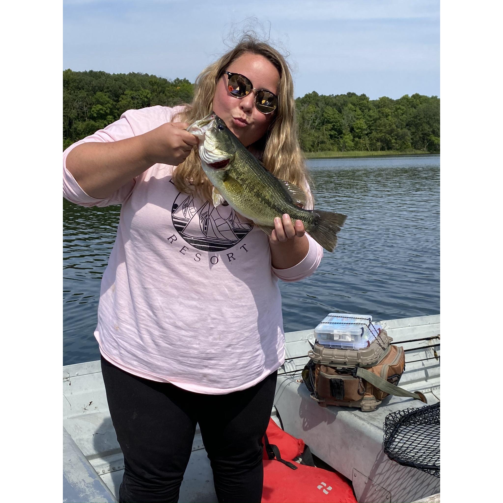 Heathers first largemouth bass 