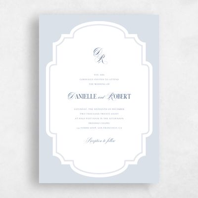 Ice, Blue Wedding Invitation - Marisol Portrait