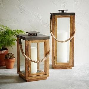 Wood + Rope Lanterns - Natural-Short