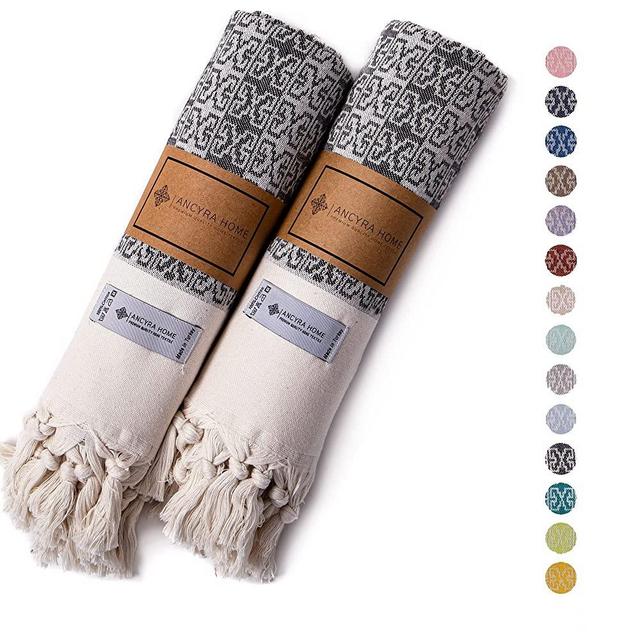 Turkish Hand Towels for Bathroom and Kitchen, Decorative Set of 2, 42 x 18  in, %100 Cotton, Tea, Dish, Wash Cloths, Face, Hair, Yoga, Spa, Gym, Boho