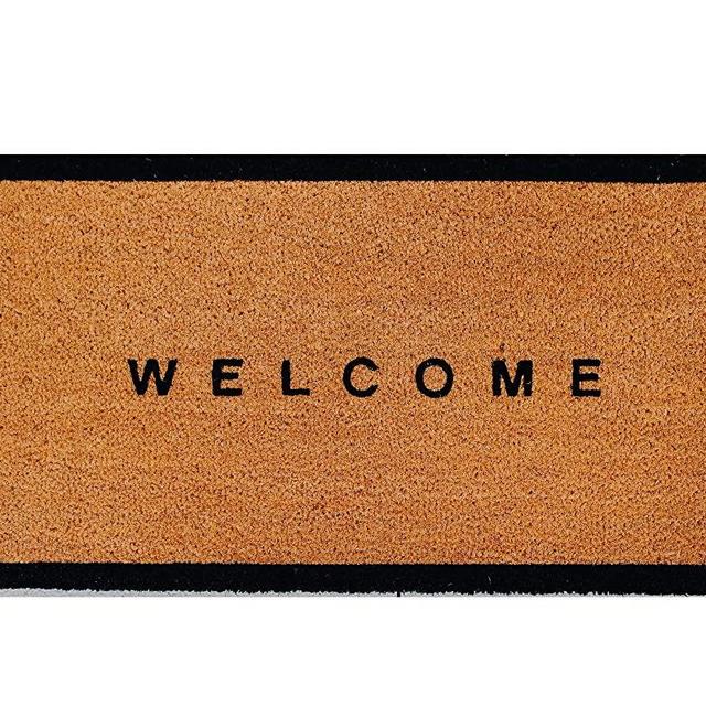 THEODORE MAGNUS Natural Coir Doormat with Non-Slip Backing - 17 x 30 - Outdoor/Indoor - Natural - Welcome w/Border - COIR-1730-15-121