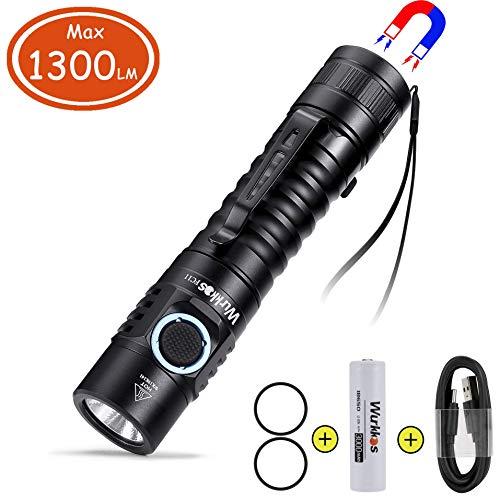 Pocket 18650 EDC LED Flashlight Ultra Bright Max 1300 Lumen Mini Flashlight with USB-C Rechargeable,Magnetic Tailcap for Outdoor Activities Like Camping, Hiking, Fishing or Hunting