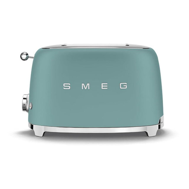 SMEG 2 Slice Toaster with 6 Presets and Defrost Function and Removable Crumb Tray (Jade)