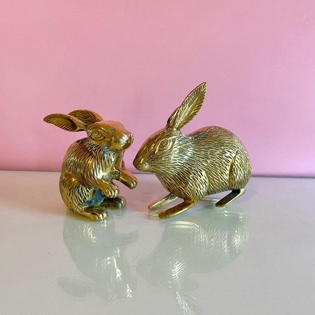 Vintage Pair of Brass Rabbit Figurines