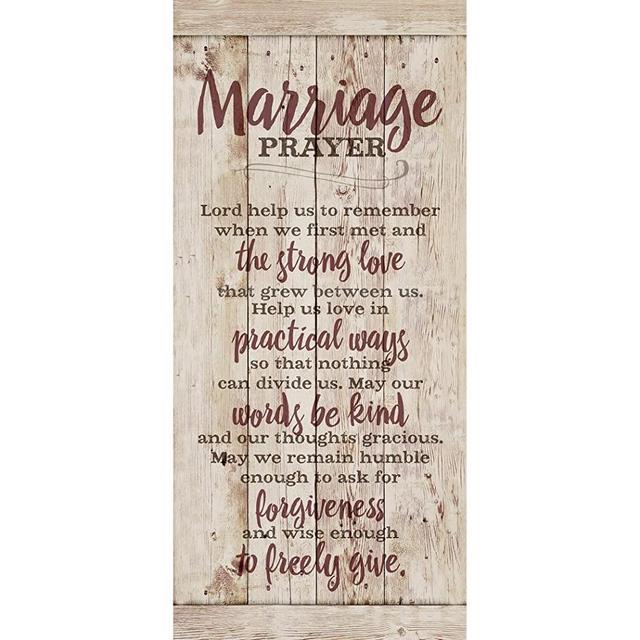 Marriage Prayer Wood Plaque Inspiring Quote 5.5x12 - Classy Vertical Frame Wall Hanging Decoration | Lord, Help us to Remember When we First met | Christian Family Religious Home Decor Saying