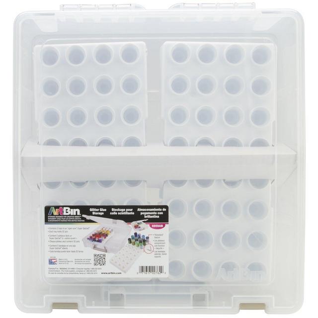 ArtBin Satchel Bottle Storage Container with 2 Trays- Clear/White, 6959AB
