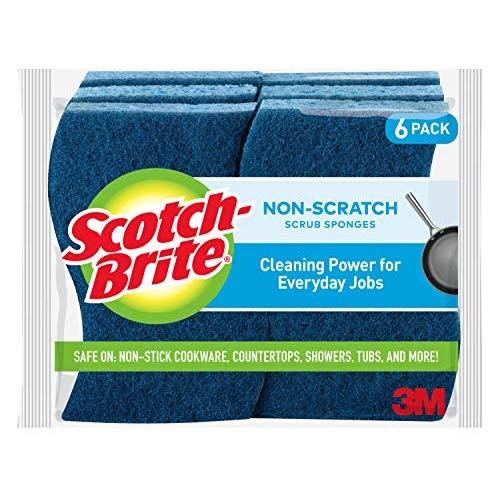 Scotch-Brite Non-Scratch Scrub Sponges, Lasts 50% Longer than the Leading National Value Brand, 6 Scrub Sponges