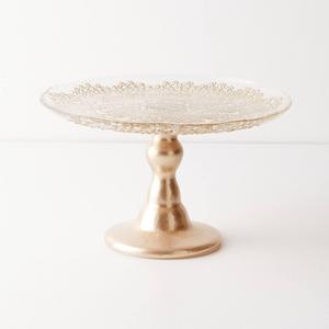 Large Metallic Lace Cake Stand