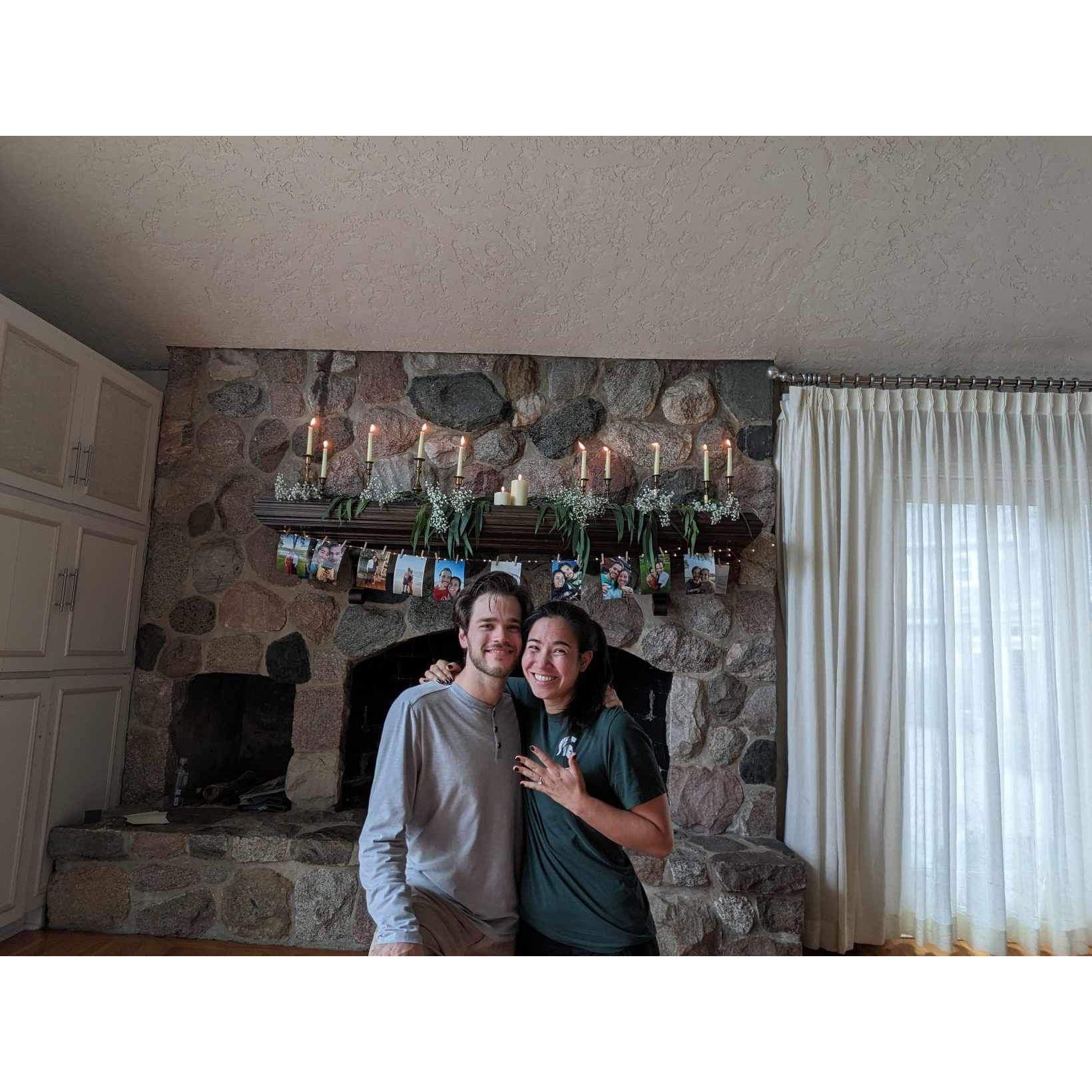 First photo of us as an engaged couple. Brian surprised Lark by flying in earlier than expected and proposing at her childhood home.