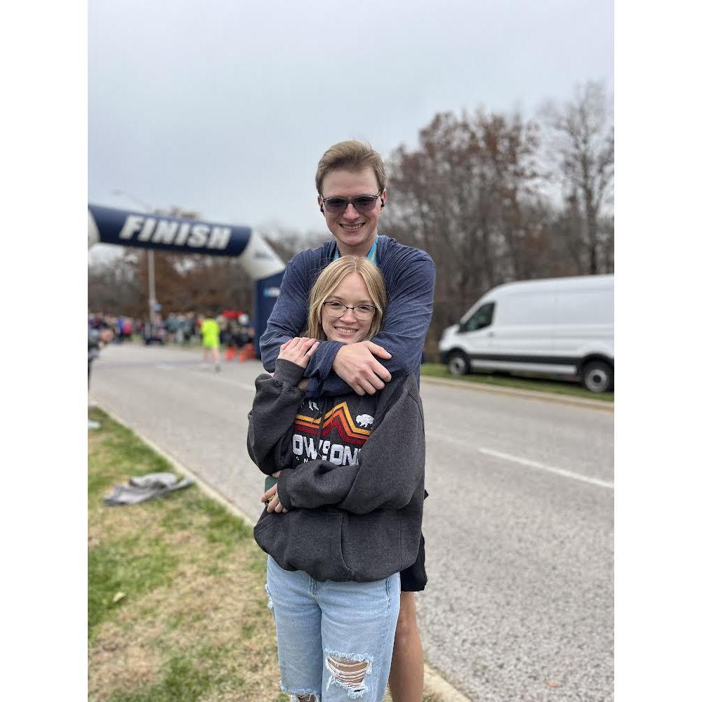 Taken at the end of Jeremy's first half marathon!