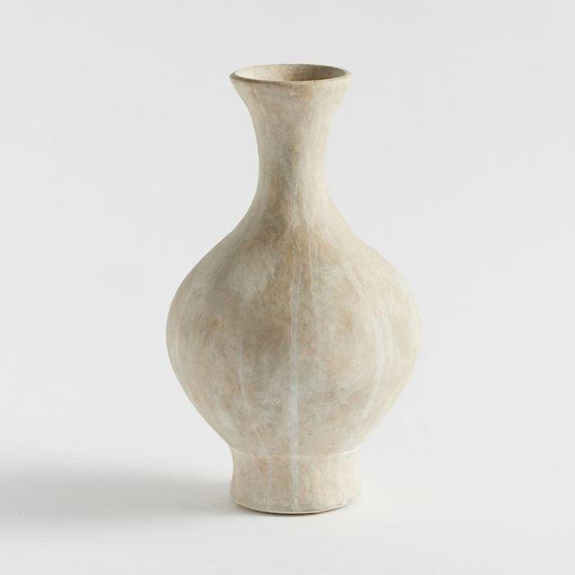 Artisan Studio Ceramic Vase, Bulb, Natural