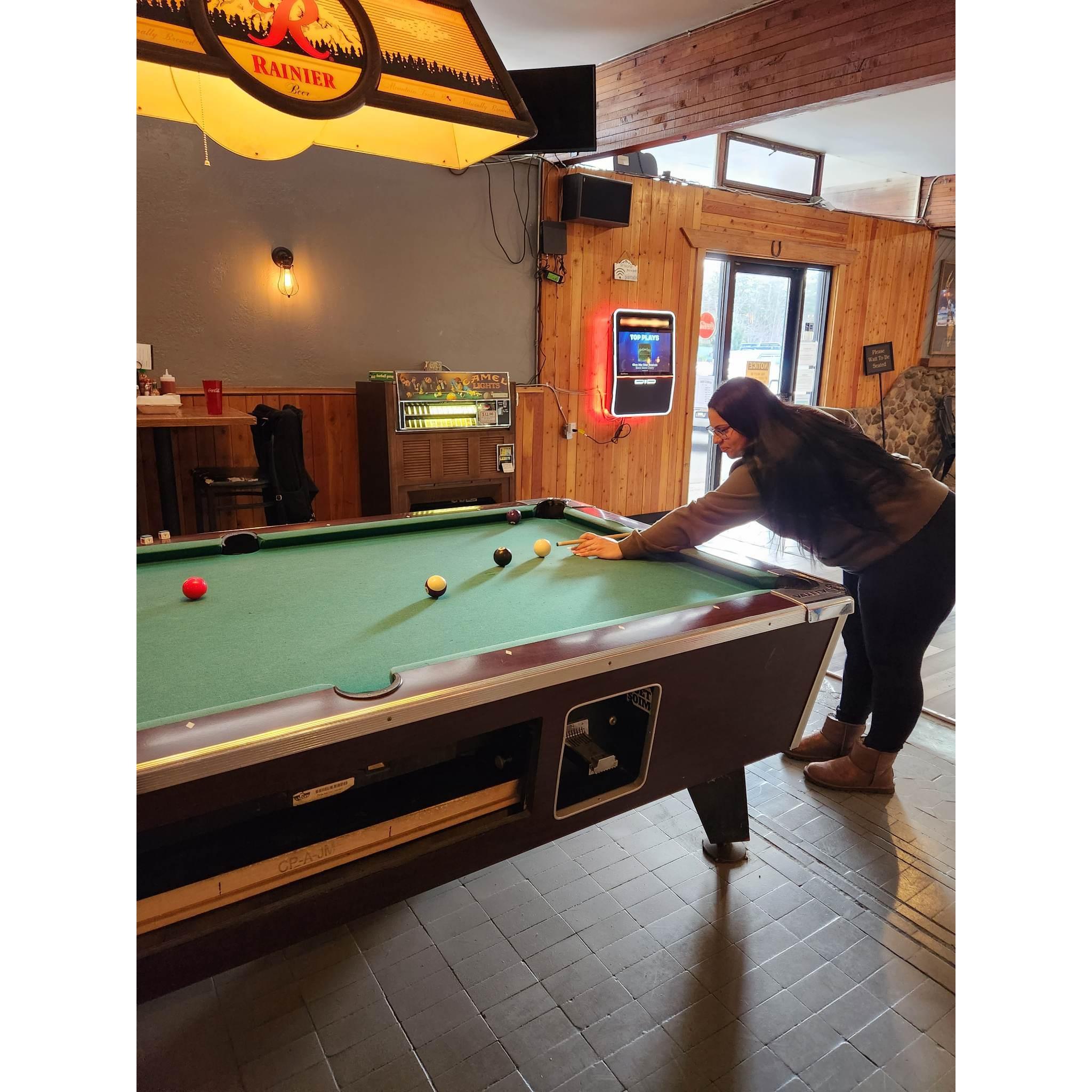 The day after the proposal- playing pool!