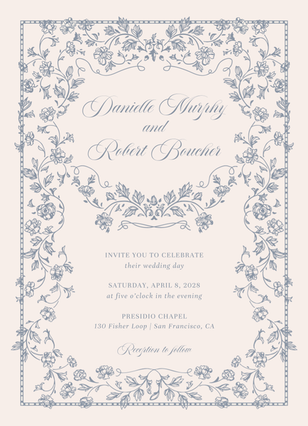 Elysia Portrait | Periwinkle Gray | Zola Wedding Invitations