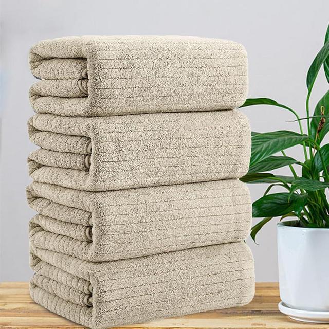 Mistyrose 4 Pack Oversized Bath Towels Set, 35"x70" Extra Large Towel Microfiber Soft XL Bath Sheet Super Absorbent Bathroom Towels Set Quick Dry Plus Size Shower Towels for Family Hotel Dorm(Camel)