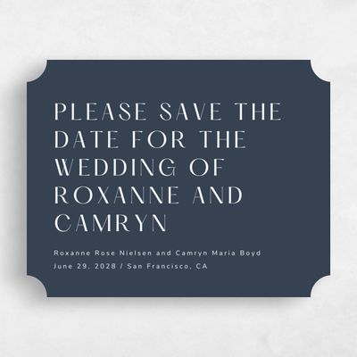 Blue Ticket Wedding Save the Date - Cerrito Type