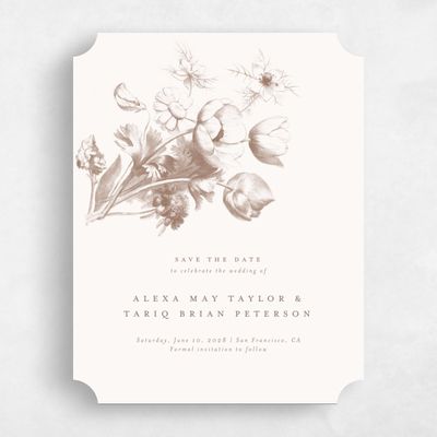 Brown Ticket Wedding Save the Date - Tulipier Portrait