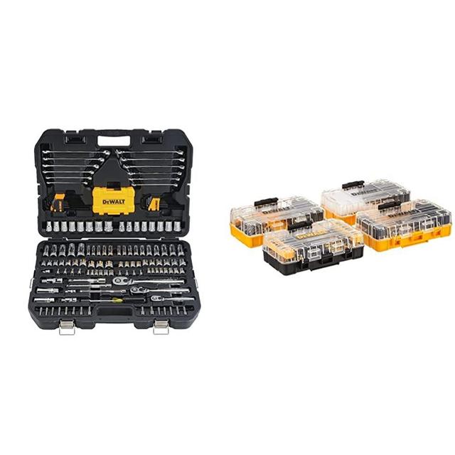 DEWALT Mechanics Tools Kit and Socket Set, 168-Piece (DWMT73803) & Screwdriver Bit Set / Drill Bit Set, 100-Piece (DWA2FTS100)