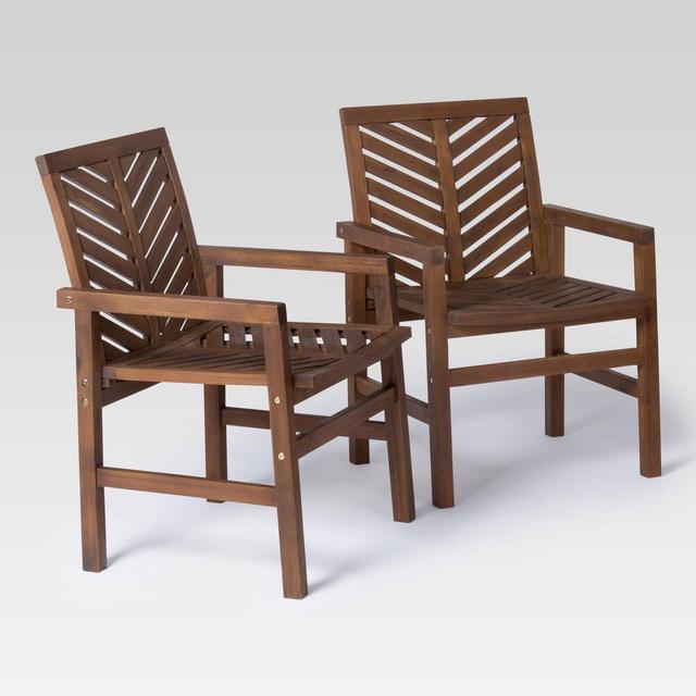 2pk Wood Patio Chair - Dark Brown - Saracina Home