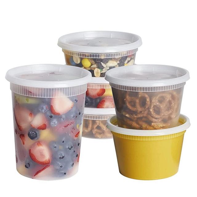 [48 Sets - Combo] Plastic Deli Containers With Airtight Lids - 8 oz, 16 oz, 32 oz. - Food Storage/Soup Containers