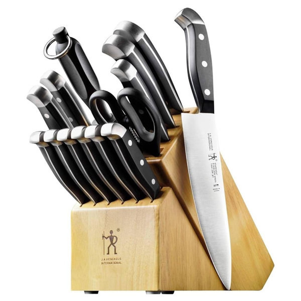 HENCKELS Premium Quality 15-Piece Knife Set with Block, Razor-Sharp, German Engineered Knife Informed by over 100 Years of Masterful Knife Making, Lightweight and Strong, Dishwasher Safe