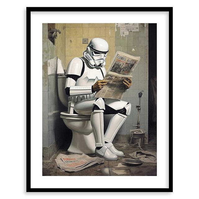 Star Wars Bathroom Décor Art Print - Premium Giclee Fine Art Print - Aesthetic Modern Vintage Painting Style Darth Vader Stormtrooper Yoda Print Poster for Bathroom Wall Decor, Ready to Frame