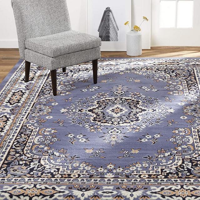 Home Dynamix Premium Sakarya Traditional Medallion Border Area Rug, Country Blue, 21"x35" Rectangle