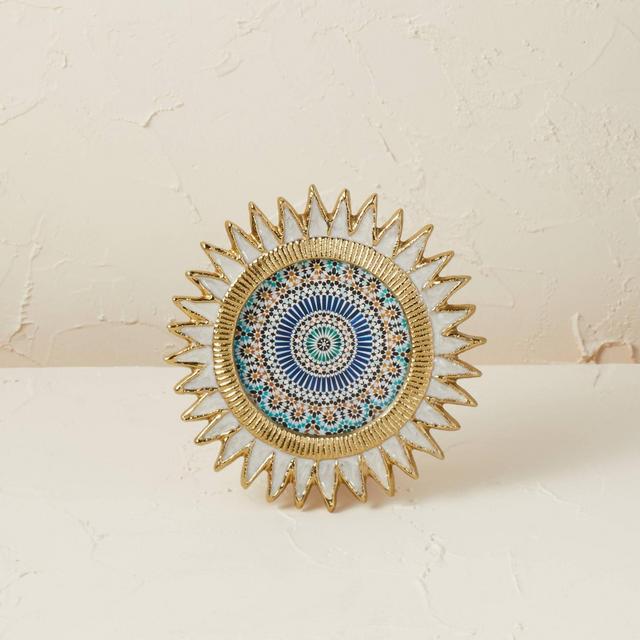 3.5" x 3.5" Round Glass/Aluminum Photo Frame Gold - Opalhouse™ designed with Jungalow™
