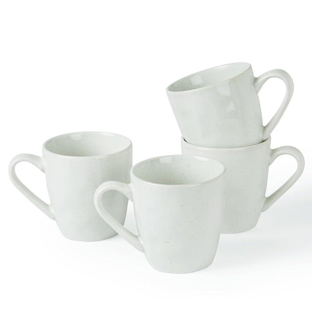 famiware Mars 4 Pieces Coffee Mug, 14 oz Tea Mug, Catering Mugs with Handle for Coffee, Tea, Cocoa, Milk, White
