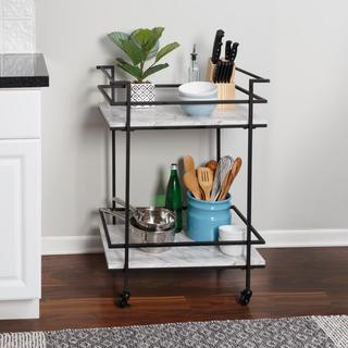 2-Tier Faux Marble Bar Cart