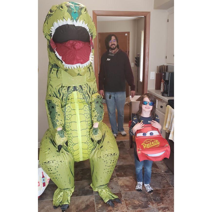 Dylan the Dino, Brian as Brian and Liam as Lightning.