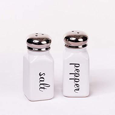 Classic Vintage Style Black and White Ceramic Salt & Pepper Shaker Set