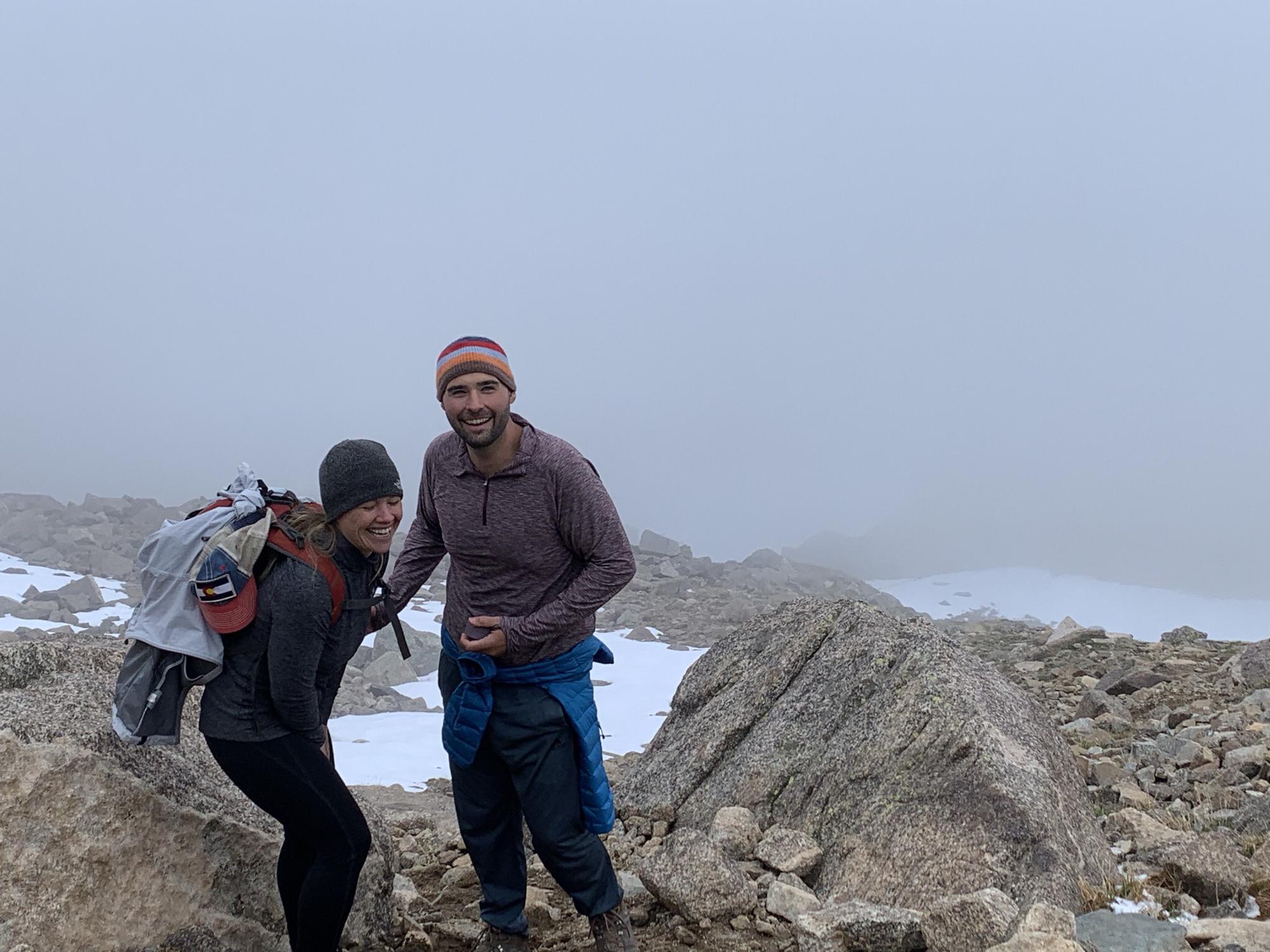 Our engagement captured by Dani while we got caught in the clouds hiking Mt. Harvard in CO summer 2021