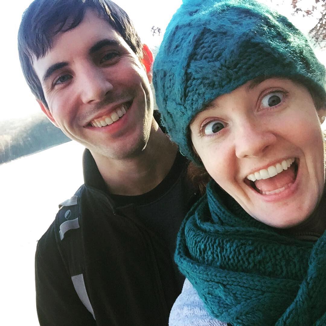 Cheesing hard after the proposal, in Governor Dodge State Park, in Wisconsin (December 2018)