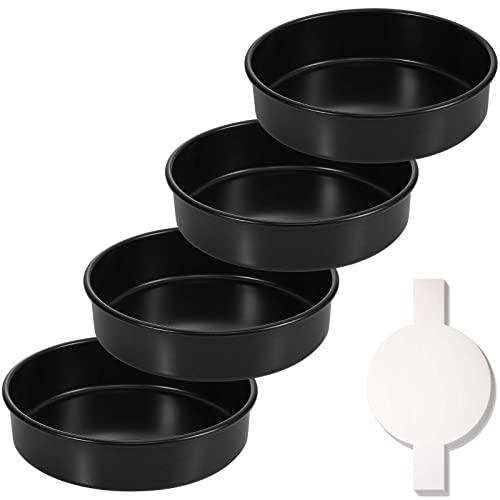 Hiware 6-Inch Round Cake Pan Set of 4, Nonstick Baking Cake Pans with 120 Pieces Parchment Paper, Dishwasher Safe